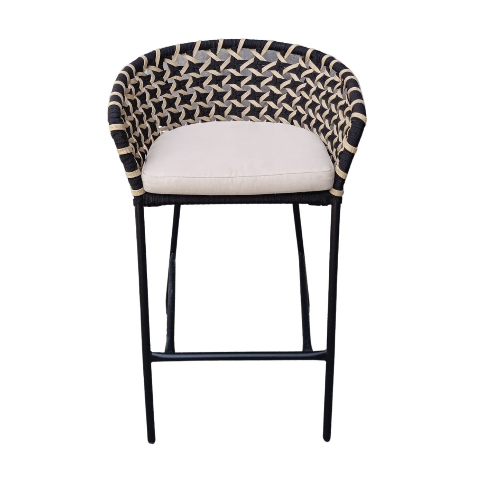 Tepoztlan banco metal beige cuerda beige cojin loneta