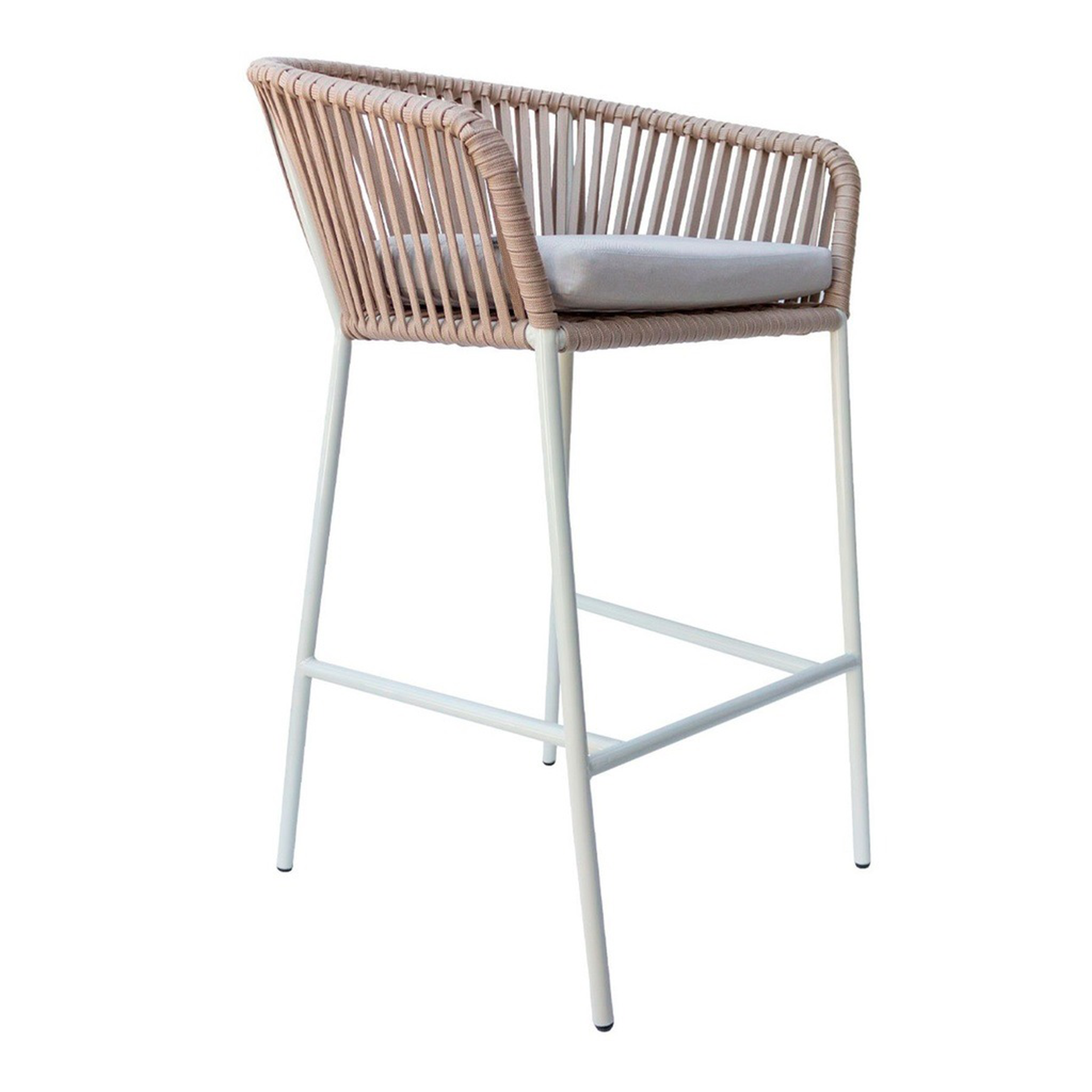 Jalisco banco metal beige cuerda beige cojin curri