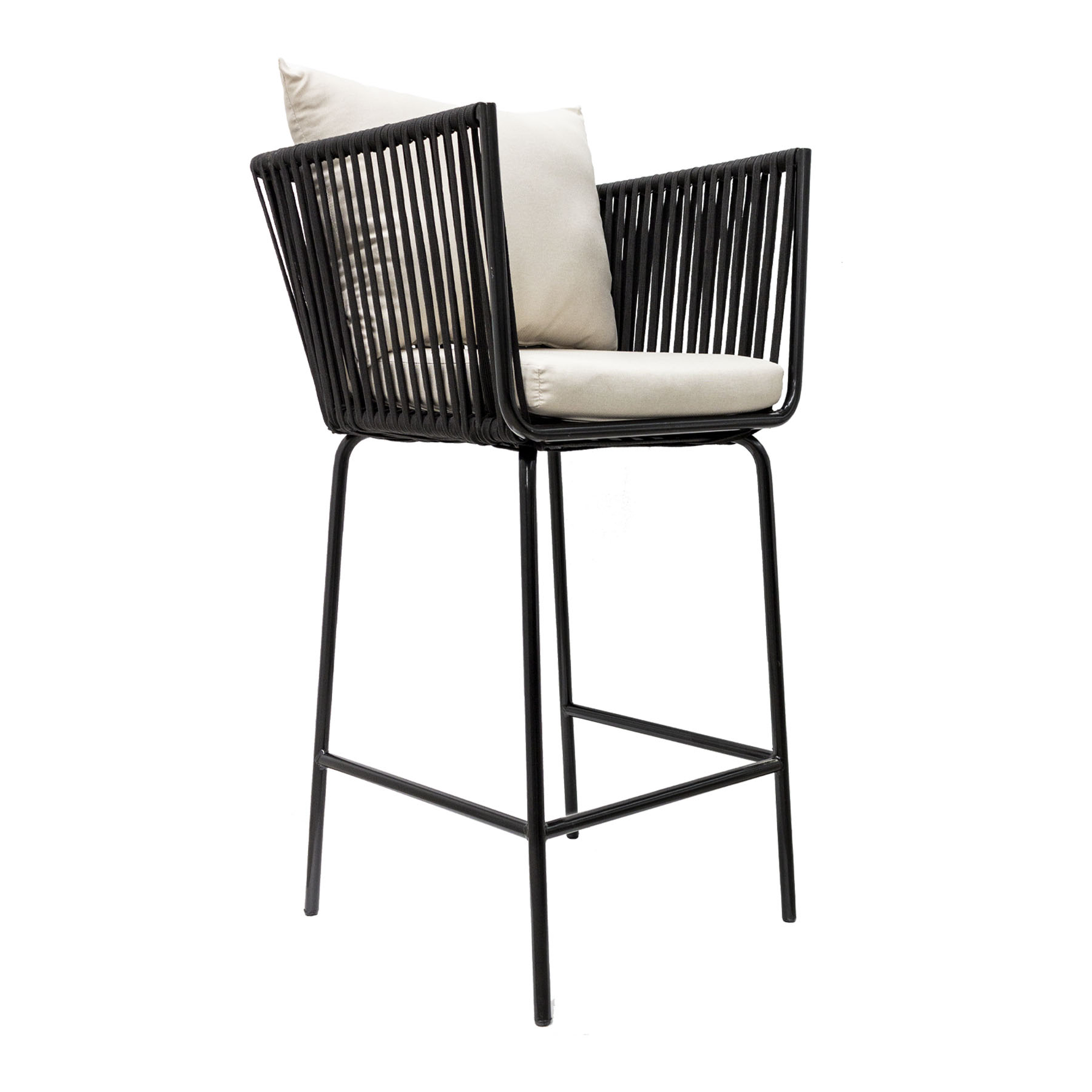 Chetumal banco metal negro cojineria curri