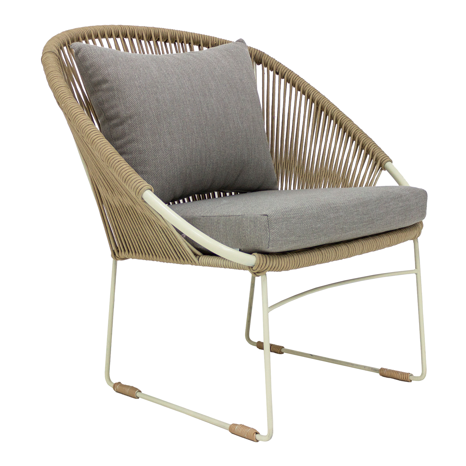 Manzanillo sillon cuerda beige con cojines loneta