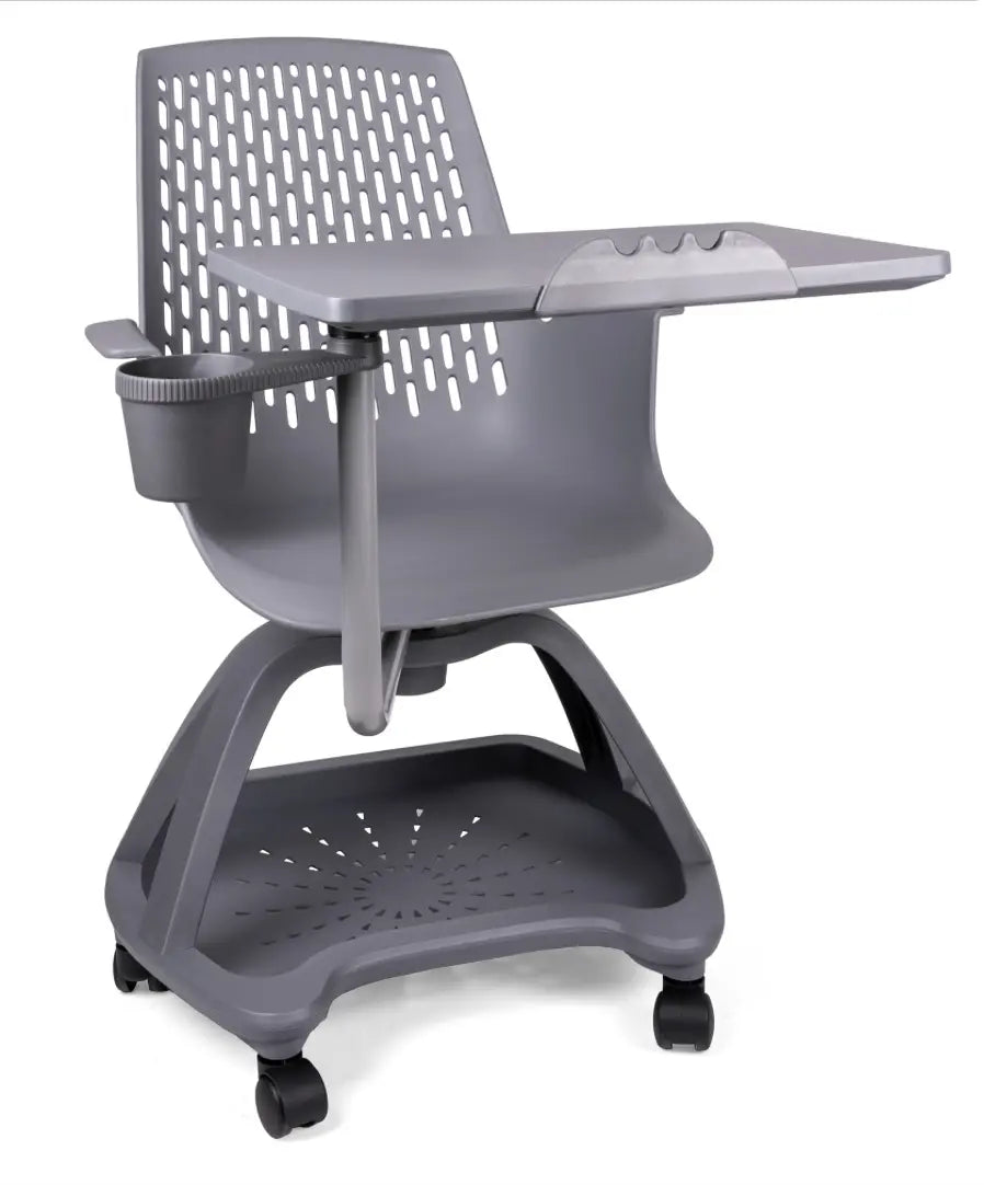 Partner pupitre mesa banco giratorio con ruedas color gris