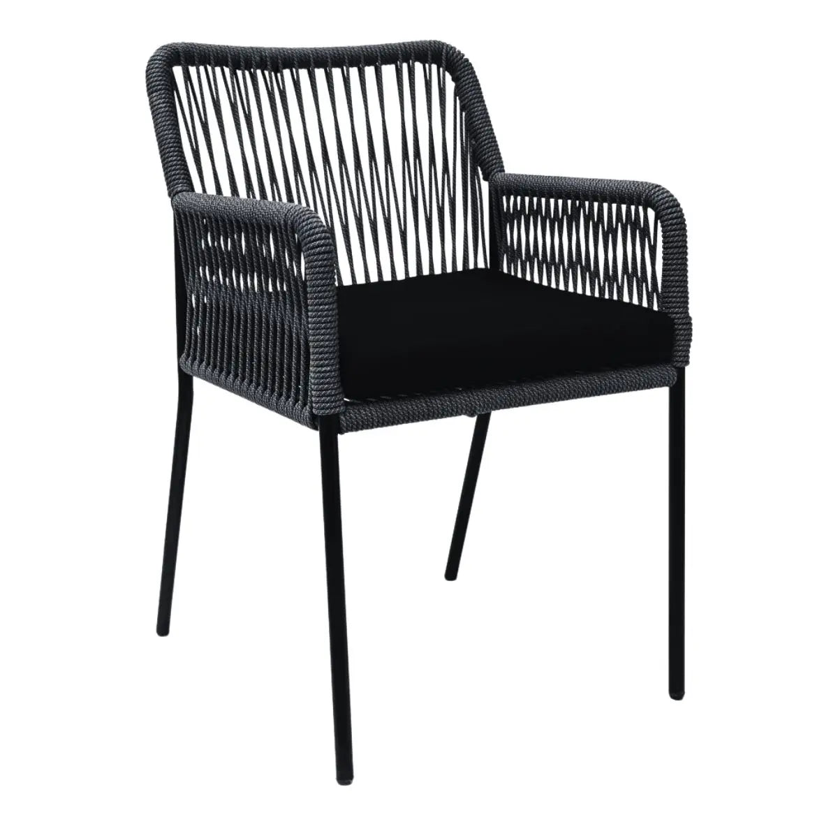 Chapala silla metal negro cuerda negra cojin loneta // Pedido especial