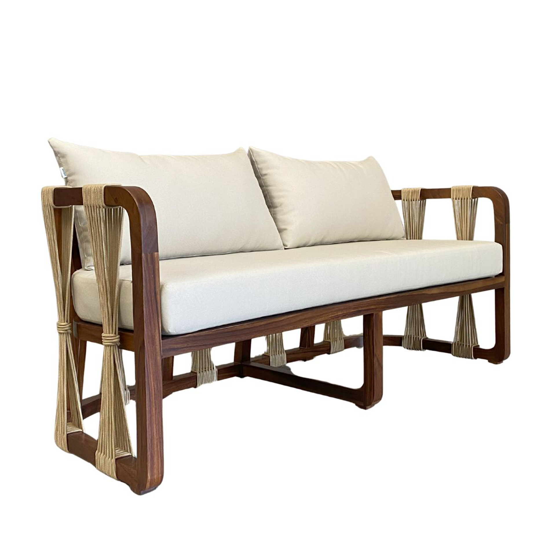 Majahuitas love seat de madera de parota cojineria curri