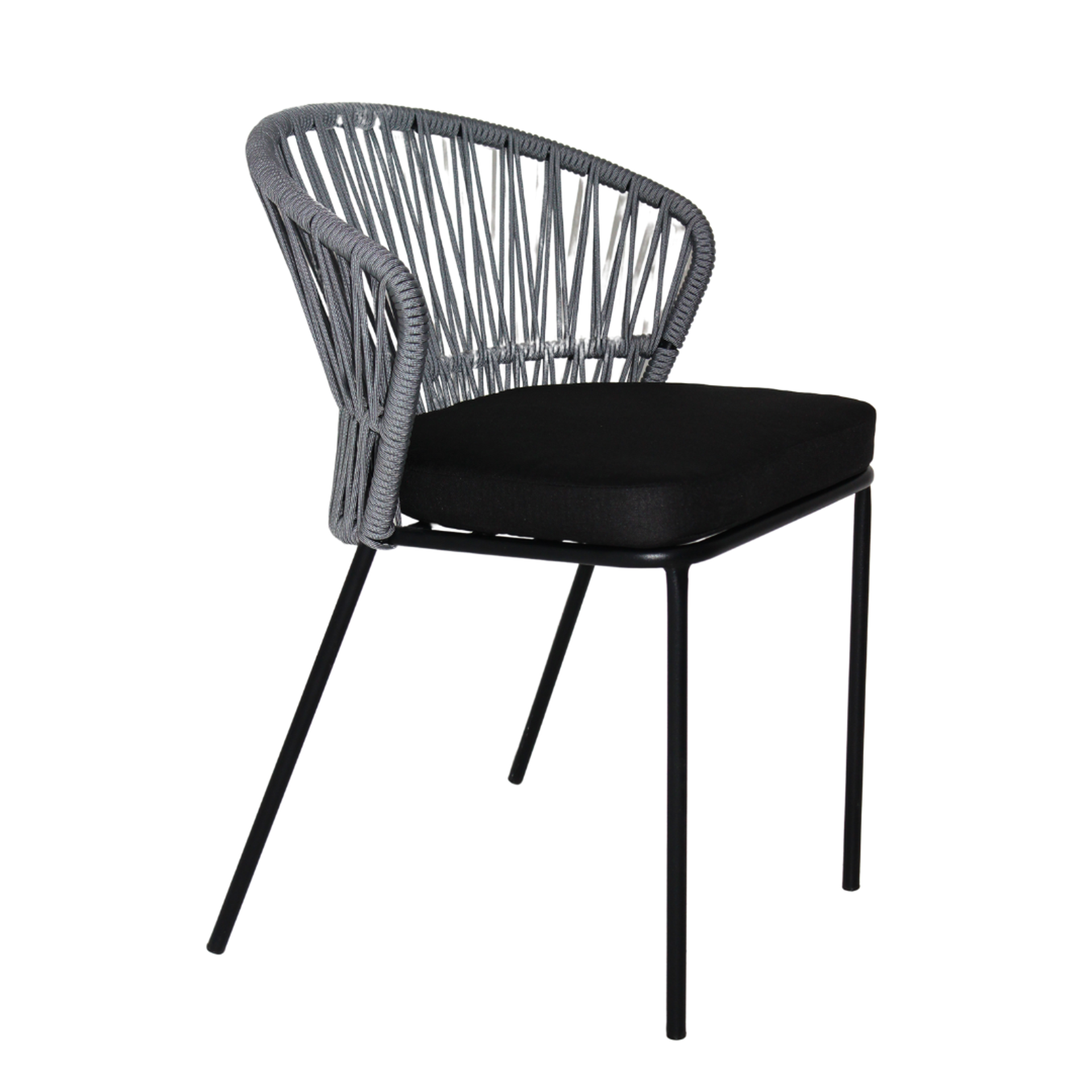 Etzatlan silla estibable metal negro cuerda gris cojin curri