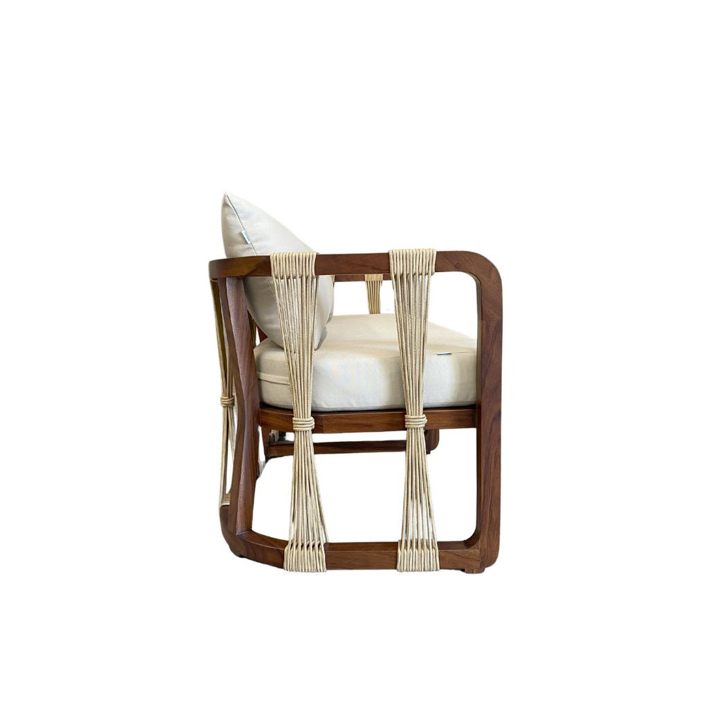 Majahuitas love seat de madera de parota cojineria semiexterior