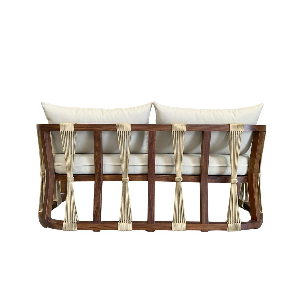 Majahuitas love seat de madera de parota cojineria semiexterior