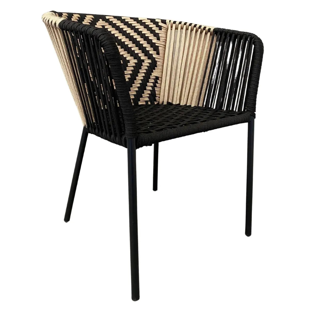 Huasteca silla cuerda negra con beige sin cojin