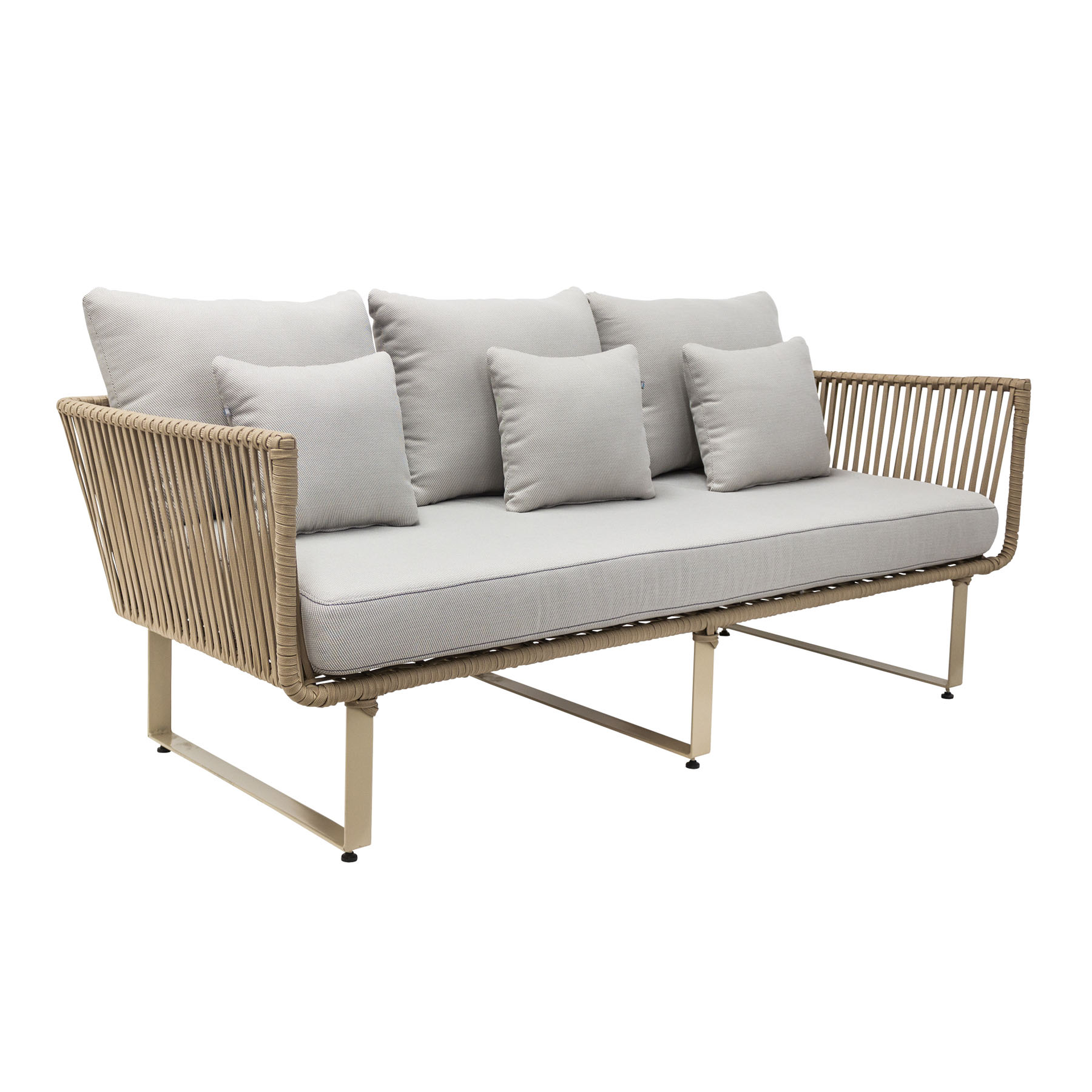 Vallarta sofa metal beige cuerda beige cojineria curri