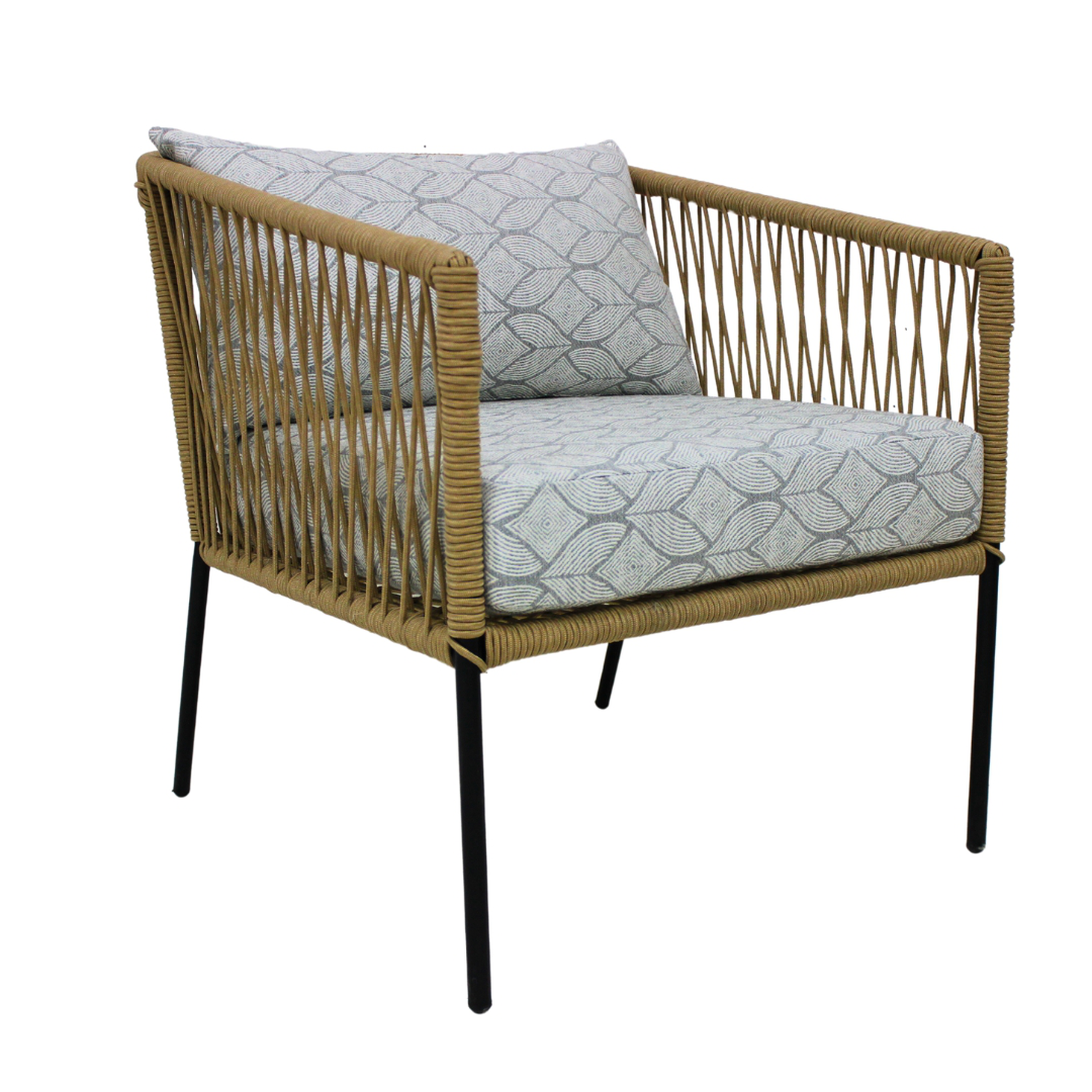 Tequila sillon metal negro cuerda beige cojineria curri