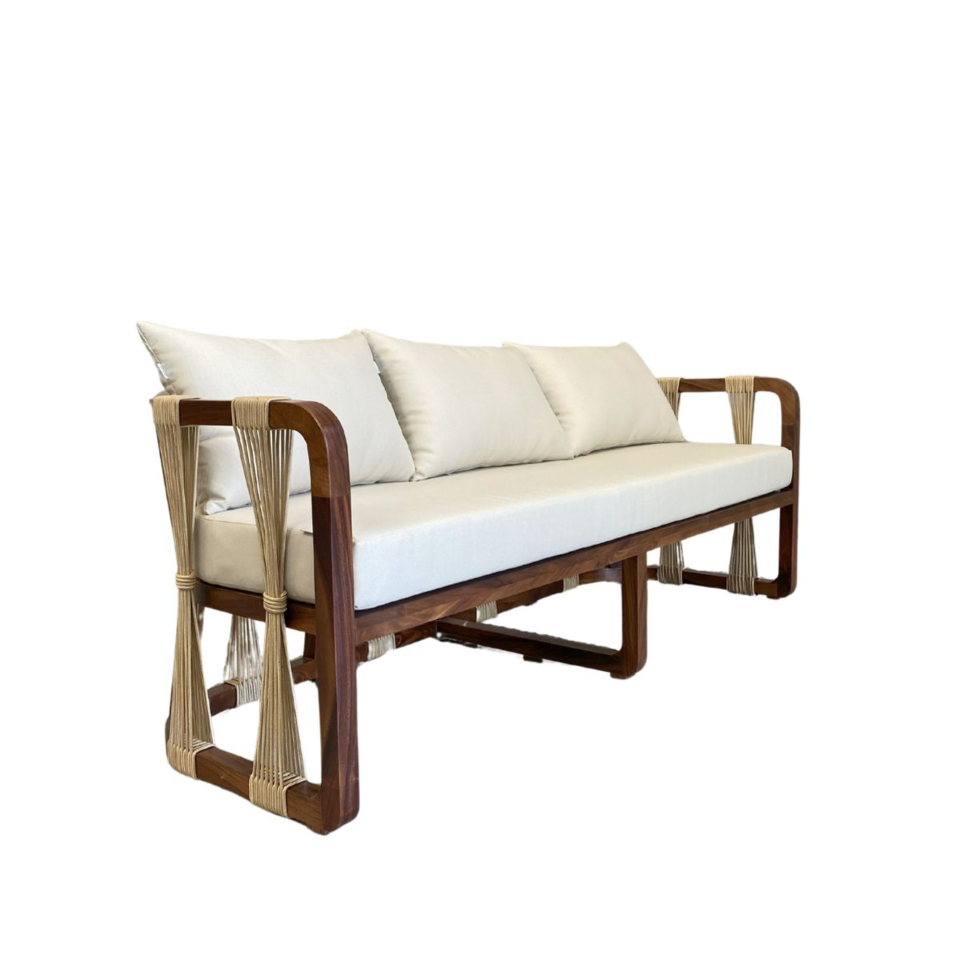 Majahuitas sofa de madera de parota cojineria curri