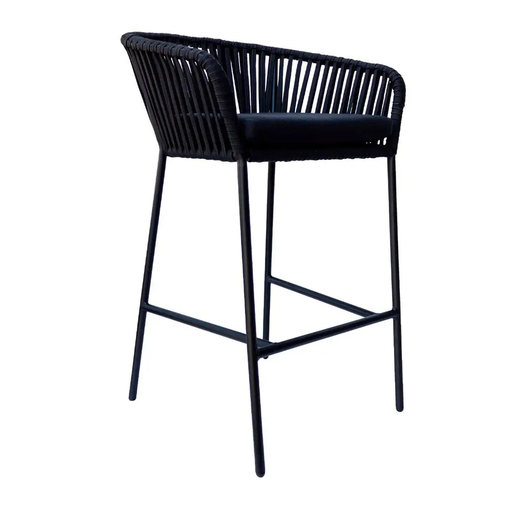 Jalisco banco metal negro cuerda negra cojin curri