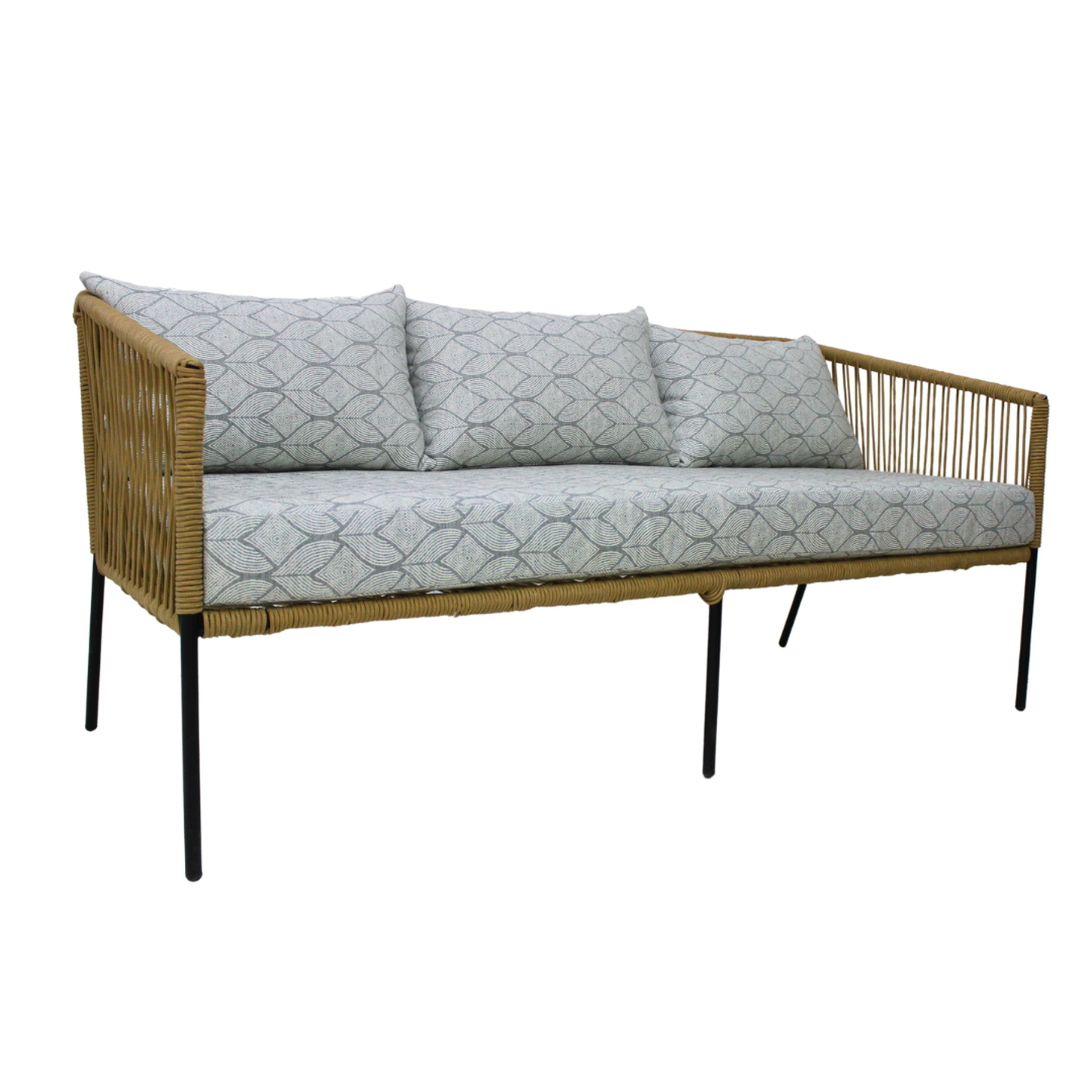 Tequila sofa metal negro cuerda beige cojineria loneta exterior