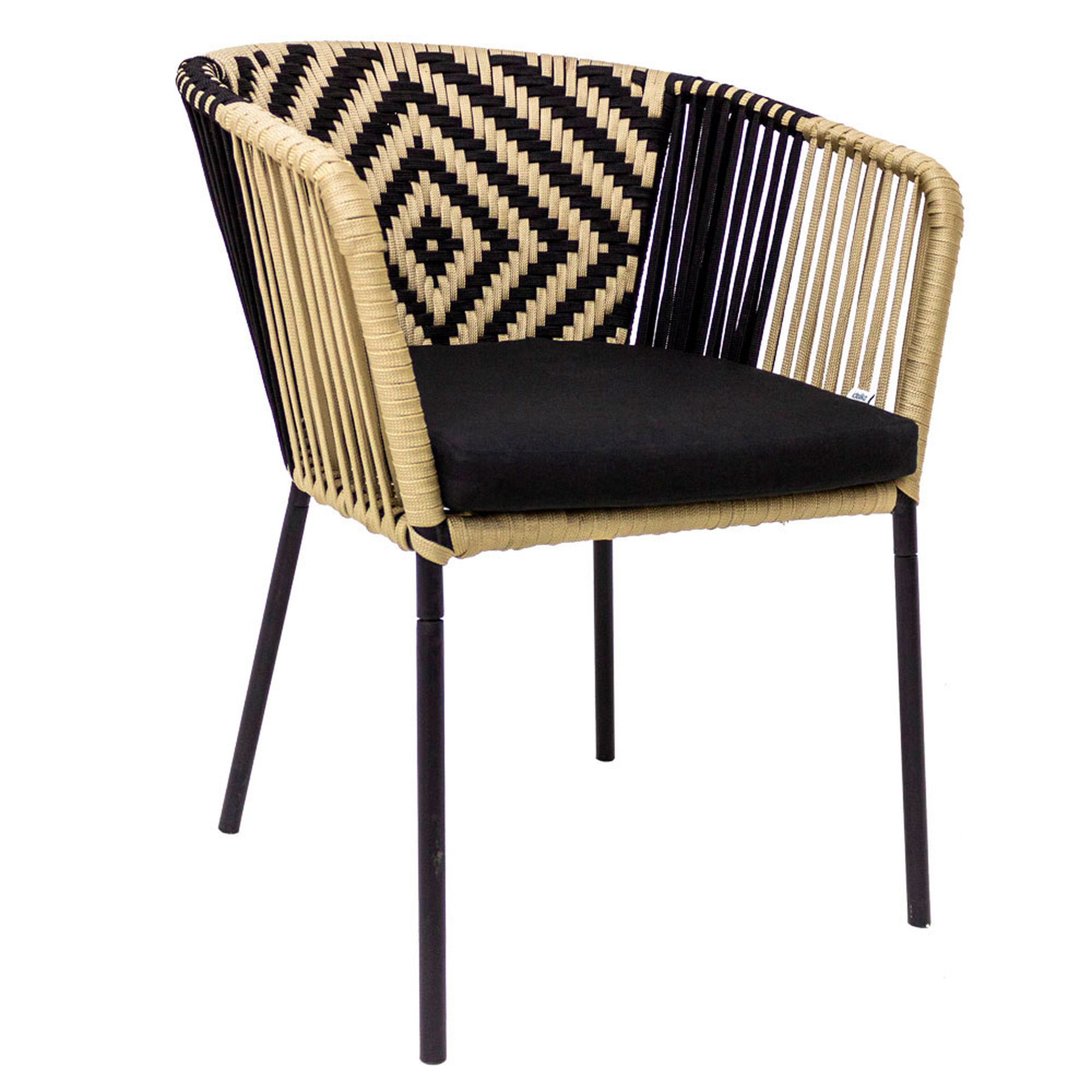 Huasteca silla cuerda negra con cafe con cojin