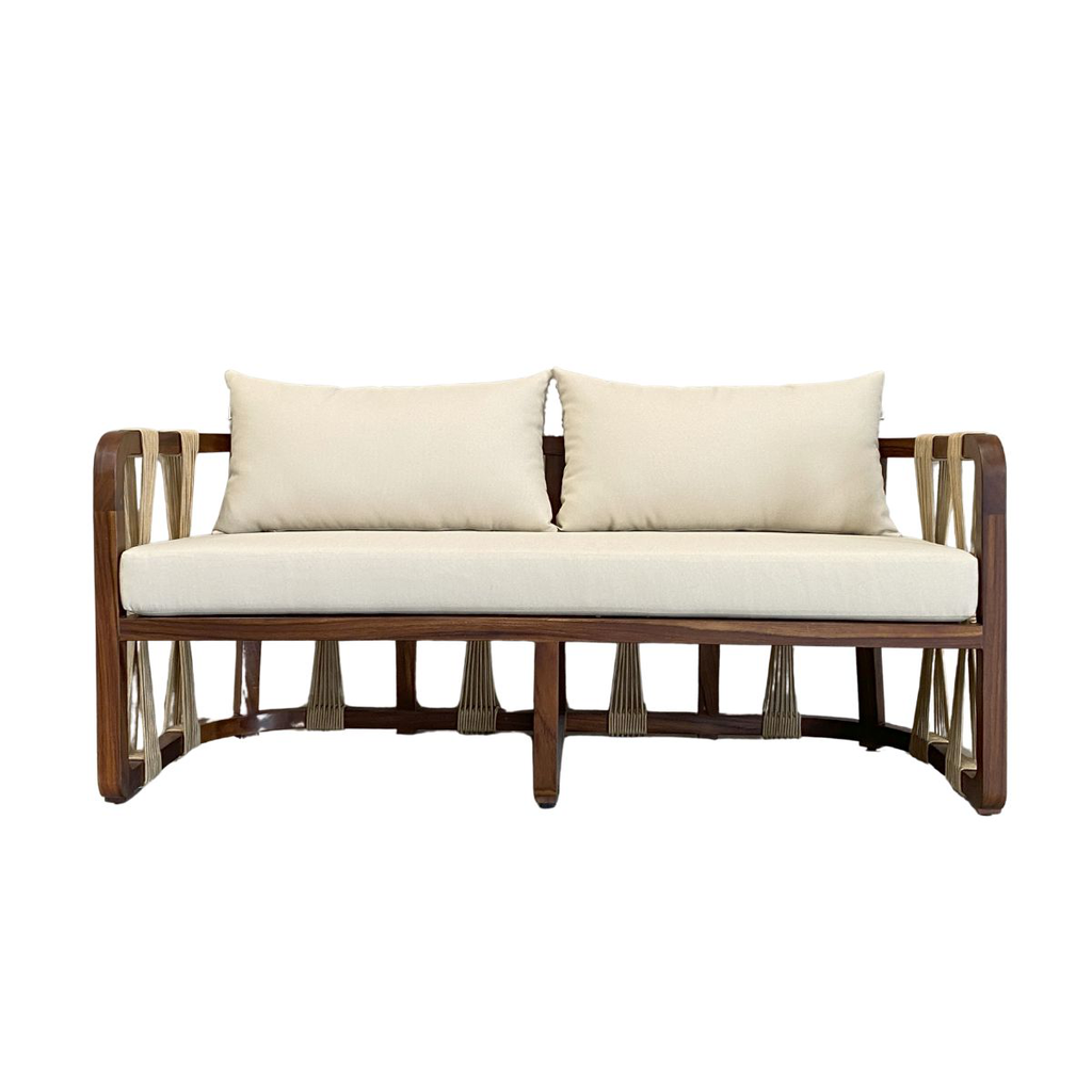 Majahuitas love seat de madera de parota cojineria semiexterior